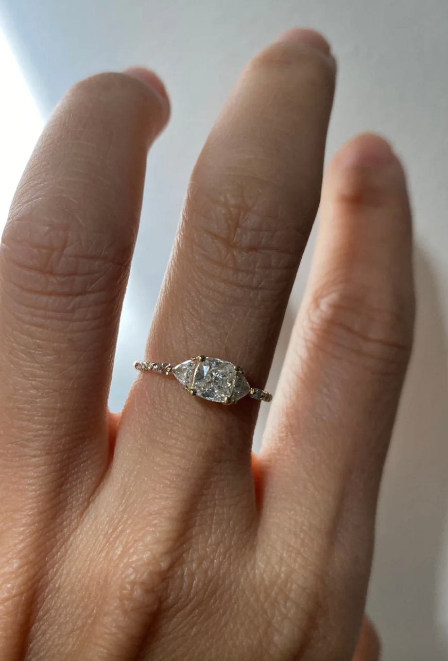Cushion Trillion Baguette Equilibrium Ring